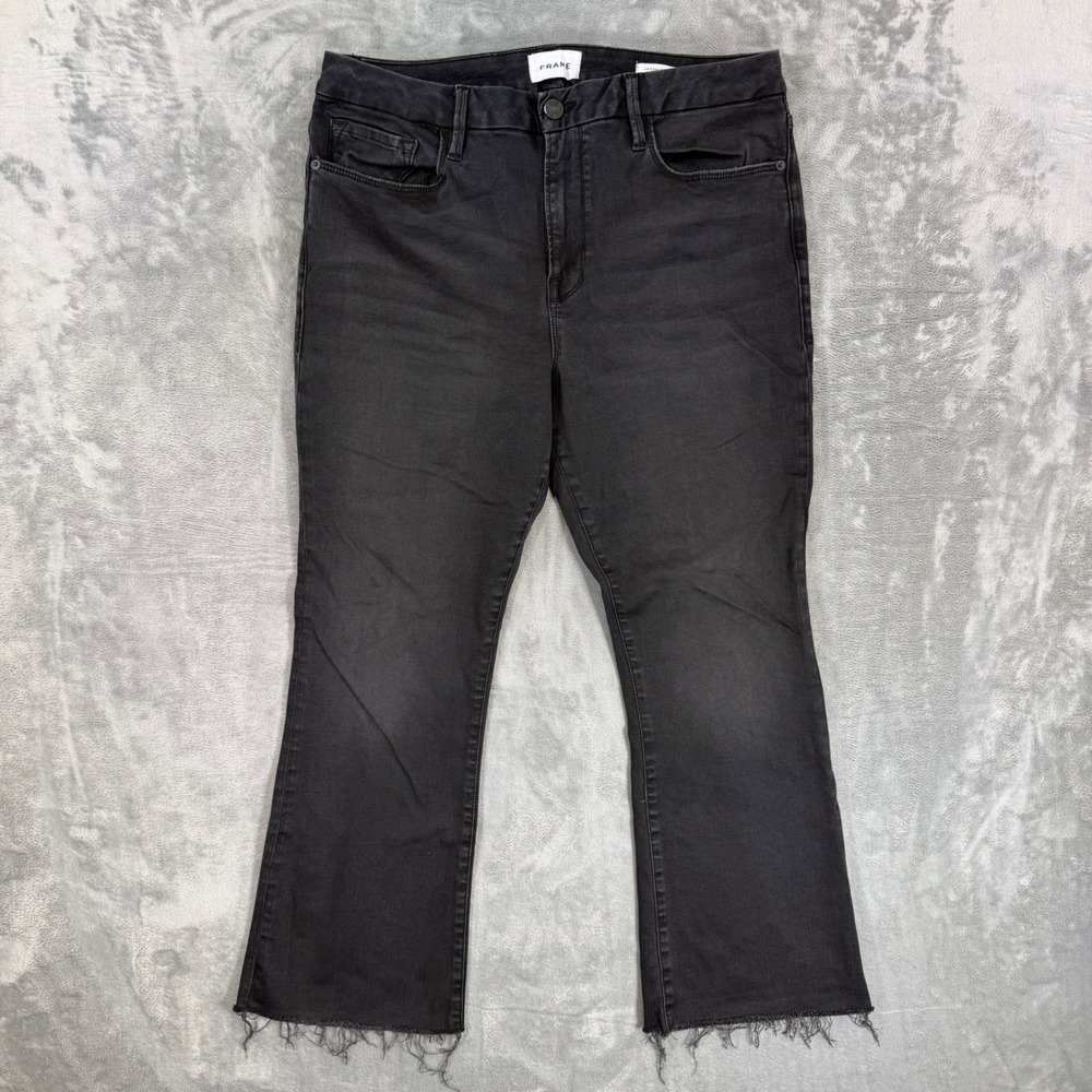 FRAME Le Crop Mini Boot Jeans Women's Size 33 Black Denim Pants